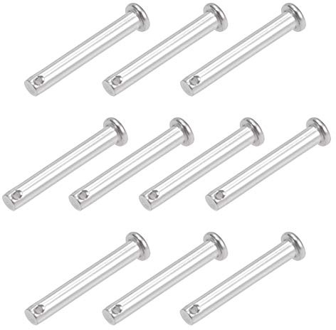 sourcing map 10 Stück Steckbolzen Einloch Splintstift Flachekopf Gabelkopfstifte Gelenkstift 6mm x 40mm aus Edelstahl 304