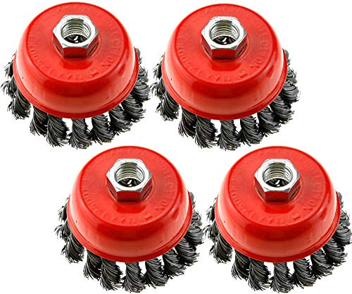 Create idea Lot de 4 brosses de 7,6 cm avec filetage M14 pour meuleuse d'angle de 115 mm (75 mm)