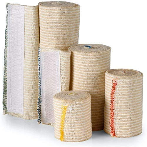 Elastische Premium-Bandage – Kompressionsrollen mit Klettverschluss, 5 cm, 7,6 cm, 15,2 cm x 4,5 m pro Rolle, latexfrei, wiederverwendbar, Stretch-Rolle für Erste Hilfe, 12 Rollen