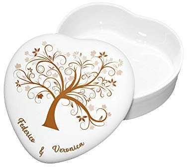 CreaTu Caja de porcelana con corazón – Árbol de la vida – personalizada, fabricada en Italia