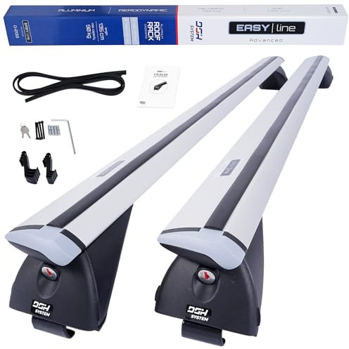 DGH SYSTEM Kompletter Aluminium-Dachträger Easy Line Advanced 135 cm kompatibel mit Seat Alhambra I II ab 1996 mit offener Dachreling, abschließbar, Nutzlast 90 kg