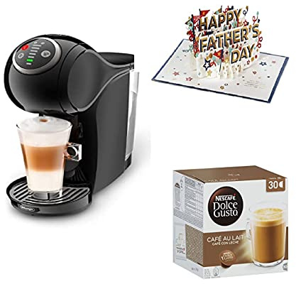 De'Longhi Nescafe Dolce Gusto, Genio S PlusEDG Coffee Machine with Café Au Lait Coffee Pods (90 Capsules) and Hallmark Father's Day Card
