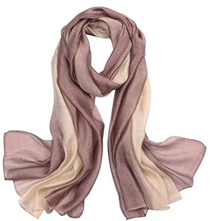 LumiSyne Sciarpa In Misto Seta Donna Cuciture a Colori Sfumata Cotone Lino Sciarpe Morbido Leggere Scialle Stole Protezione Solare Quattro Stagioni