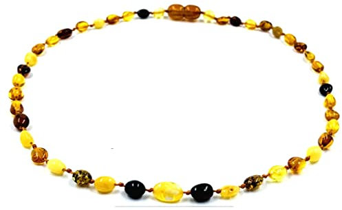 Bärnsten halsband vuxen - flerfärgad barock bärnsten halsband | äkta bärnsten halsband certifierad 45 cm
