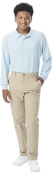 French Toast Young Men's Straight Fit Stretch Twill Chino Pant, Khaki, 28X32