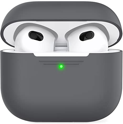 AhaStyle Custodia per AirPods 3, custodia protettiva in morbido silicone compatibile con AirPods di terza generazione, antiurto, per Apple AirPods di terza generazione 2021 (grigio scuro)
