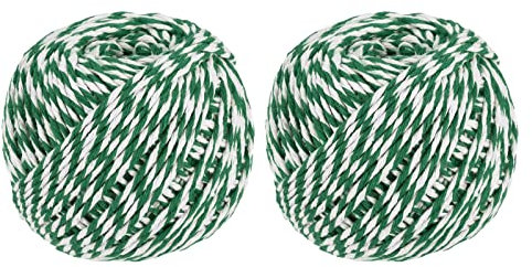 sourcing map Ficelle Emballage Corde Emballage Coton Ficelle 75M Vert et Blanc Corde pour Emballage Cadeau, Noël Ficelle, Paquet de 2