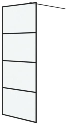 vidaXL Duschwand für Walk-In Dusche Duschabtrennung Duschtrennwand Duschkabine Duschtür Eckeinstieg Trennwand Schwarz 80x195cm ESG Mattiert