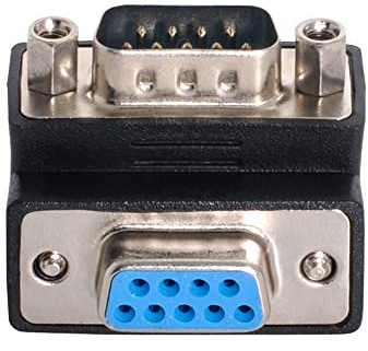 xiwai Connecteur coudé 90 degrés vers le bas 9 broches RS232 mâle vers femelle type écrou adaptateur d'extension de changeur de sexe