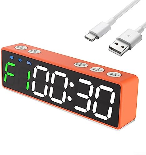 SPORTARC Magnetisches Digitaldisplay, Sport-Timer, wiederaufladbar, Fitness-Workout-Uhr für Tabata, Boxen, Intervalltraining, Schaltung – Grün / Weiß