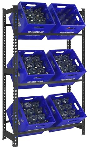 Simonrack Getränkekistenregal, 3 Kästen, Flaschenregal, Getränkekistenhalter, Kistenregal, Weiss - Simonbottle
