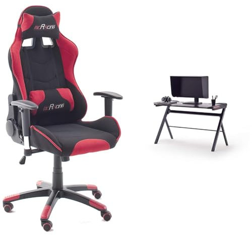 Robas Lund MC Racing Gamingstuhl 1 Rot Schwarz mit MC Racing Gaming Desk Basic 3