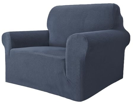 GRIFEMA High Stretch Sofabezug 1 Sitzer Sofaüberwurf Jacquard Elastische Sofahusse für Wohnzimmer Protector für Hunde Haustiere, Grau