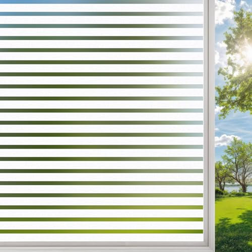DARUITE Window Film Privacy Film for Glass Windows, Medium Stripe Pattern Frosted Window Film Self Adhesive No Glue Static Cling Decorative Window Stickers for Home Office, 30x200cm