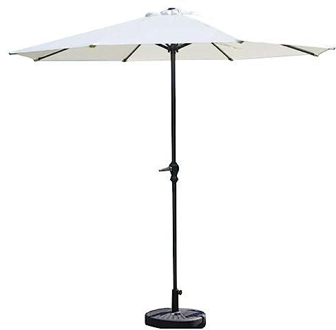 Parasol de jardin Parasol de patio extérieur Parasol de patio à colonne centrale en fer avec parasols de patio à lumière LED avec base de réservoir d'eau Base rechargeable de 9 pieds à 8 nervures