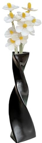 Jarrón pequeño de cerámica para decoración moderna del hogar para centros de mesa, jarrón decorativo floral para boda y oficina (negro)