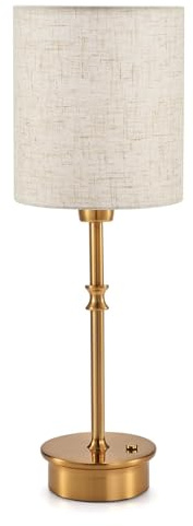 OCEST Aufladbare Tischlampe, Akkubetrieben, Berührungssteuerung, Dimmbar, Kleine Akzentbeleuchtung für Zuhause, Küche, Terrasse, Esstisch (Antikes Messing-Leinen)
