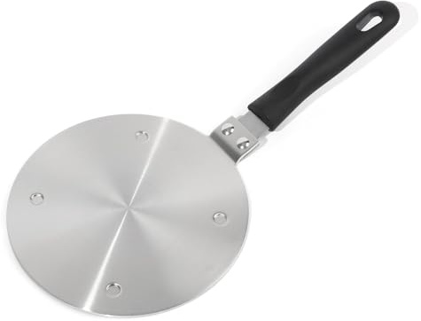 Welhammsae Wärmeinduktions-Diffusorplatte, Induktionsadapterplatte Adapter, Edelstahl-Induktionsadapterplatte mit abnehmbarem Griff, Induktionsplatte für Gasherd, Elektroherd, 20cm