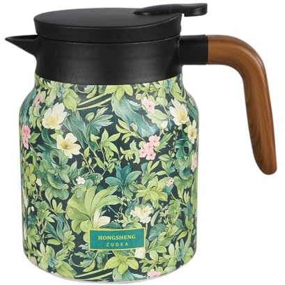 Thermal Coffee Carafe Jug, 800ml 316 Stainless Steel Tea Pot with Infuser Vintage Floral Pattern Tea Jugs for Hot Water Coffee Tea Drink