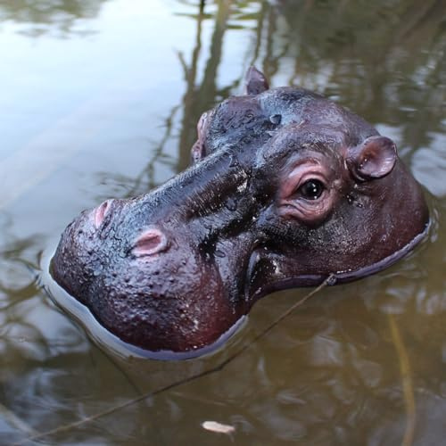 JARPSIRY Floating Hippo Head Garden Statue, 7.3 Inches Fake River Horse Head Decoy, Resin Sculpture Outdoor Decor for Pond, Swimming Pool, Patio, Lawn, Yard Ornaments