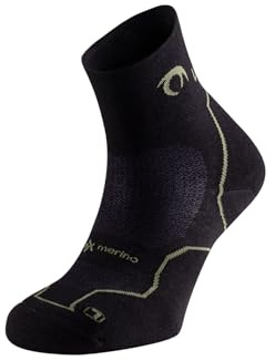 Lurbel Taiga Three, alcetines anti-ampollas, calcetines de senderismo, calcetín para caminar, sin costuras y transpirable, calcetines Unisex. (L - Negro/Sottobosco)