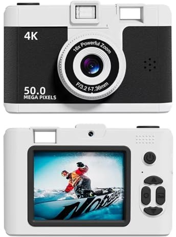 Eighosee 4K Digital Camera Retro Dual Lens Multifunction CCD Instant Thermal Camer for Travel Students Compact Photography Black
