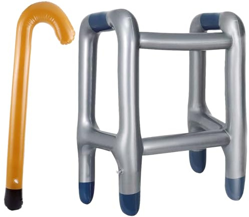Aufblasbare Gehhilfe+Aufblasbarer Spazierstock,Rollator Aufblasbar Gehhilfe | Perfekte Set für Ihr Kostüm als Oma oder Opa zum Karneval/Fasching oder als Gag zum Geburtstag