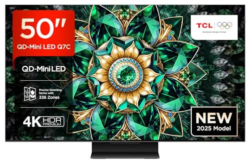 TCL 50Q7C 50” QLED TV 4K QD-Mini LED, HDR Premium 2000, Google TV (Dolby Vision IQ & Atmos, Pannello HVA, Refresh Rate 144Hz, Game Master, Google Assistant Hands-Free, Apple AirPlay 2 & Alexa)