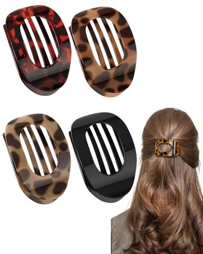 TPZORJX Grosse Pinces Cheveux Femmes – Barrette Cheveux Plates, Lot de 4 – Léger & Anti-Dérapant, Pince à Cheveux pour Cheveux Épais & Fins, Élégantes Hair Clip pour Tous les Jours, Sport, Conduite