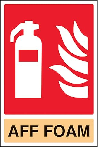 V Safety General AFF Extincteur en mousse 200 x 300 mm autocollant en vinyle Effet aluminium
