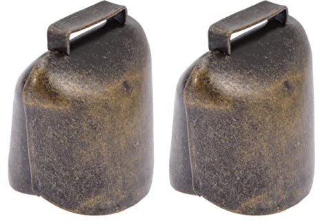 UPKOCH Campanelli per Bovini in Ferro Zincato 2 Pezzi, Campane Rumorose per Bestiame Suono Netto Anti-smarrimento, Dimensione Media, Ornamenti Tradizionali per Pascolo e Allevamento
