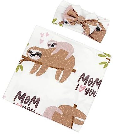 iplusmile Manta para Ñiño Recién Nacido y Banda Elástica Cabello, Material Suave y Ligero, Tamaño Adecuado para Envolver, Uso para Cuna y Viaje, Set para Bebés Diseño De