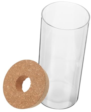 POPETPOP Bottiglia di Vetro Ecologica per Micro Paesaggi Tappo in Legno, Contenitore Decorativo per Piante Fai da Te, Vaso Compatto per Terrari da Interno e Balcone, Design Artistico 8,5x20 Cm