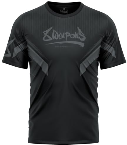 8 WEAPONS Functional T-Shirt Shift, Schwarz-Matt, Funktionsshirt für Kampfsport und Fitness, Atmungsaktiv, Langlebig, T-Shirt für Muay Thai, MMA, K1, Boxen, Thai Boxen und Kickboxen