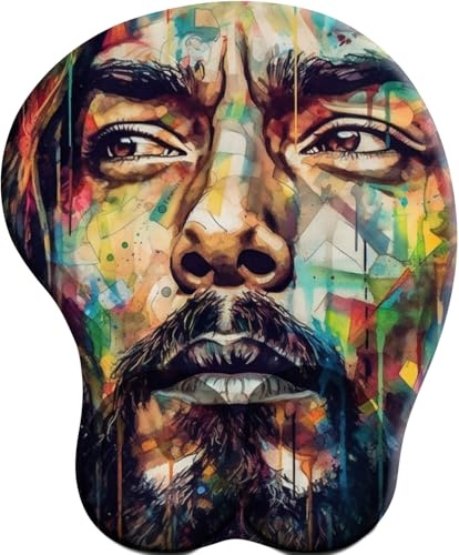 3D Tapis de Souris avec Repose-Poignet Ergonomique, Mousepad Gamer Tapis avec RemplissageMousse à mémoire, Base Antidérapant, Résistant à Usure，Homme Graffiti coloré