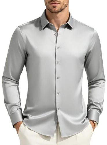 Casey Kevin Camisa Sin Plancha Hombre - Camisas Manga Larga de Satén