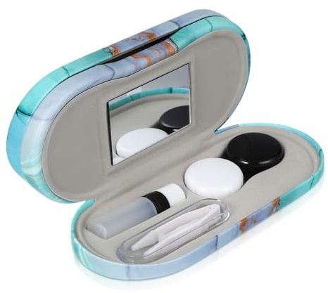 Milisten Estuche Portátil para Gafas y Lentillas Doble con Espejo Funda Ligera y Resistente para Viajes Soporte para Gafas y Accesorios