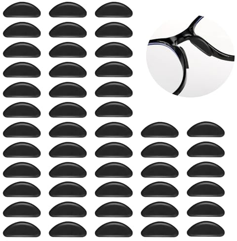 24 Paar Silikon Brillen Nasenpads, Antirutsch Weiche Nasenpads Selbstklebende Klebend Pads Bequeme Rutschfeste Nasenpads mit klebriger Rückseite für Vollrahmen Sonnenbrillen (schwarz)