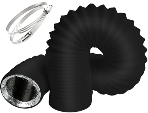 Gaine VMC Antidéchirure 125mm x 3m, 5 Couches Isolantes pour Réduction du Bruit et Isolation Thermique, Longueur Réglable Sans Odeur, pour Ventilation, Évacuation d'Air (noir, 125mm*3m)