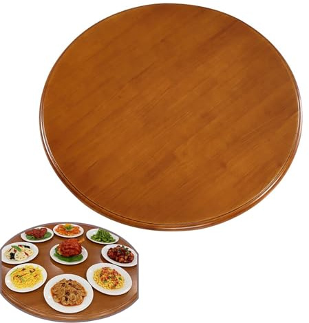 Lazy Susan Drehteller aus Holz, groß, 76,2 cm, um 360 ° drehbar, Serviertablett für Esstisch, runder Holzteller, einfaches Teilen von Lebensmitteln, perfekt für Partys und Versammlungen, Braun, 70 cm