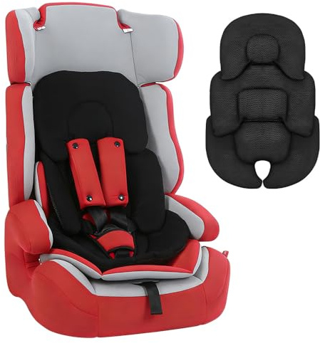 Infant Car Seat Insert, Newborn Car Seat Insert, 2-in-1 Reversible Baby Stroller Cushion with Headrest and Strap Pads, Infant Head and Body Support Breathable Soft for Pram Buggy, Bassinet, Black