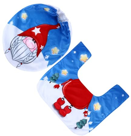 Lurrose Wc Sitzbezug und Wc Vorleger Weihnachtsmotiv Weicher Vliesstoff Dekoratives Bad Satz für Zuhause und Hotel Festliche Badezimmer Deko