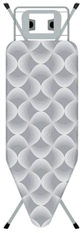 STANEW Bügelbrett 120 x 45 cm,Klappbares Bügelbretter Bügeltisch für Dampfbügeleisen,Sicherheitsschließsystem,höhenverstellbar,Integriertem Eisenständer(Wellengrau)