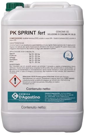 Naturii Fertilizzante PK SPRINT fert – Concime CE PK 30-20 Liquido – Tanica 25 L (30 kg) – Fertilizzante Fosforo e Potassio ad Alta Assimilabilità (30 kg)