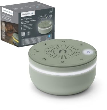 Nuvita 6620 Easy Dream Macchina Rumore Bianco e Luce Notturna – 30 Suoni Hi-Fi, 5 Colori Luce, Ricaricabile, Timer, Fino a 35h di Autonomia