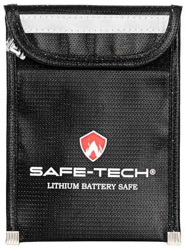SAFE TECH UL94 Tested Fireproof Power Bank Case, Fireproof Money Bag | Passport ID Case, Tested Fire Explosion proof Lithium Battery Power Bank Bag for Airlines, 800°C Heat Tested Lipo Safe