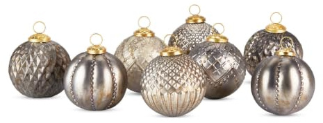 Loberon Weihnachtsschmuck 8er Set Silverlake, Silber