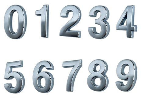 1.5 Inch Mailbox Numbers, Self Stick 3D Door Numbers, Decor Sign Number Stickers for DIY Craft. (1.5 Inch - Pack of 10, Silver)