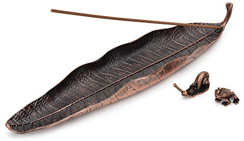 Rökelsehållare blad av metall tibetansk rökare tillbehör bambublad, hållare för rökning av rökelsepinnar, yoga present inredningsaccessoarer