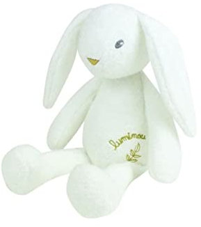 JEMINI | Peluche Lapin Luminou 30 cm | Fonctionne sans Pile | Tissu Luminou | Doudou Qui Brille dans Le Noir | Compagnon Nuit Enfant | Veilleuse Peluche Bébé | Idée Cadeau Dès la Naissance